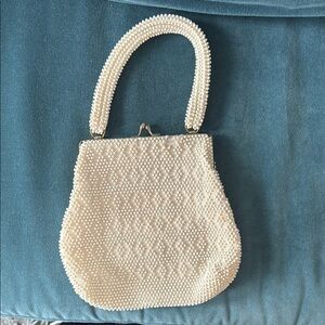 Elegant Cream Beaded Handbag
